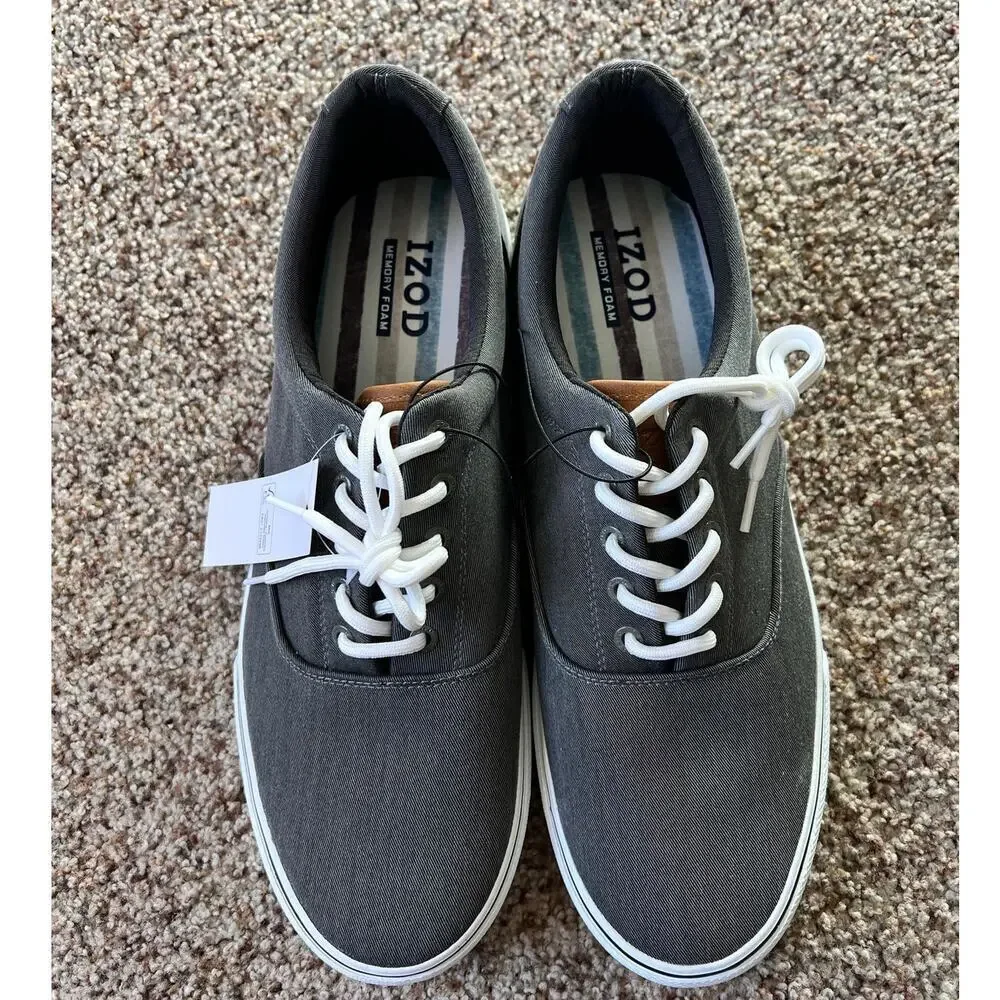 NWT Men's IZOD Rangley Canvas Shoe, Size 13, Gray, Lace Up, Classic, Casual
